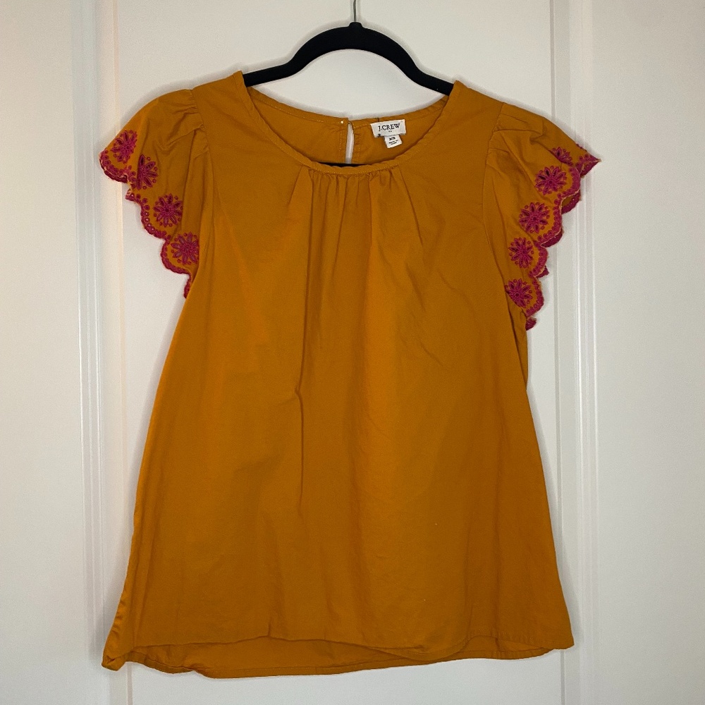 J. Crew Orange and Pink Blouse